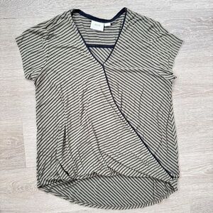 Maeve Anthropologie Green & Black Striped Knit Twist Top, XL